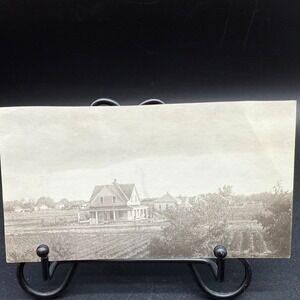 Antique Rural Farmhouse Photo Early 1900s Victorian Home Agricultural Landscape